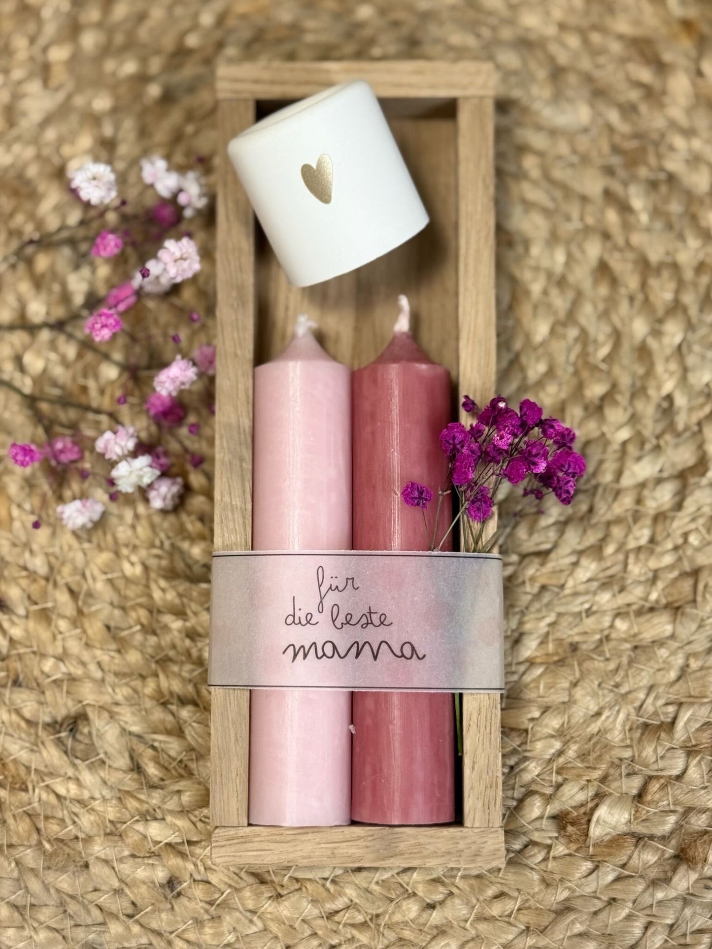 Kerzenset im Holzrahmen – Ein liebevolles Geschenk für jeden Anlass 🕯🌸