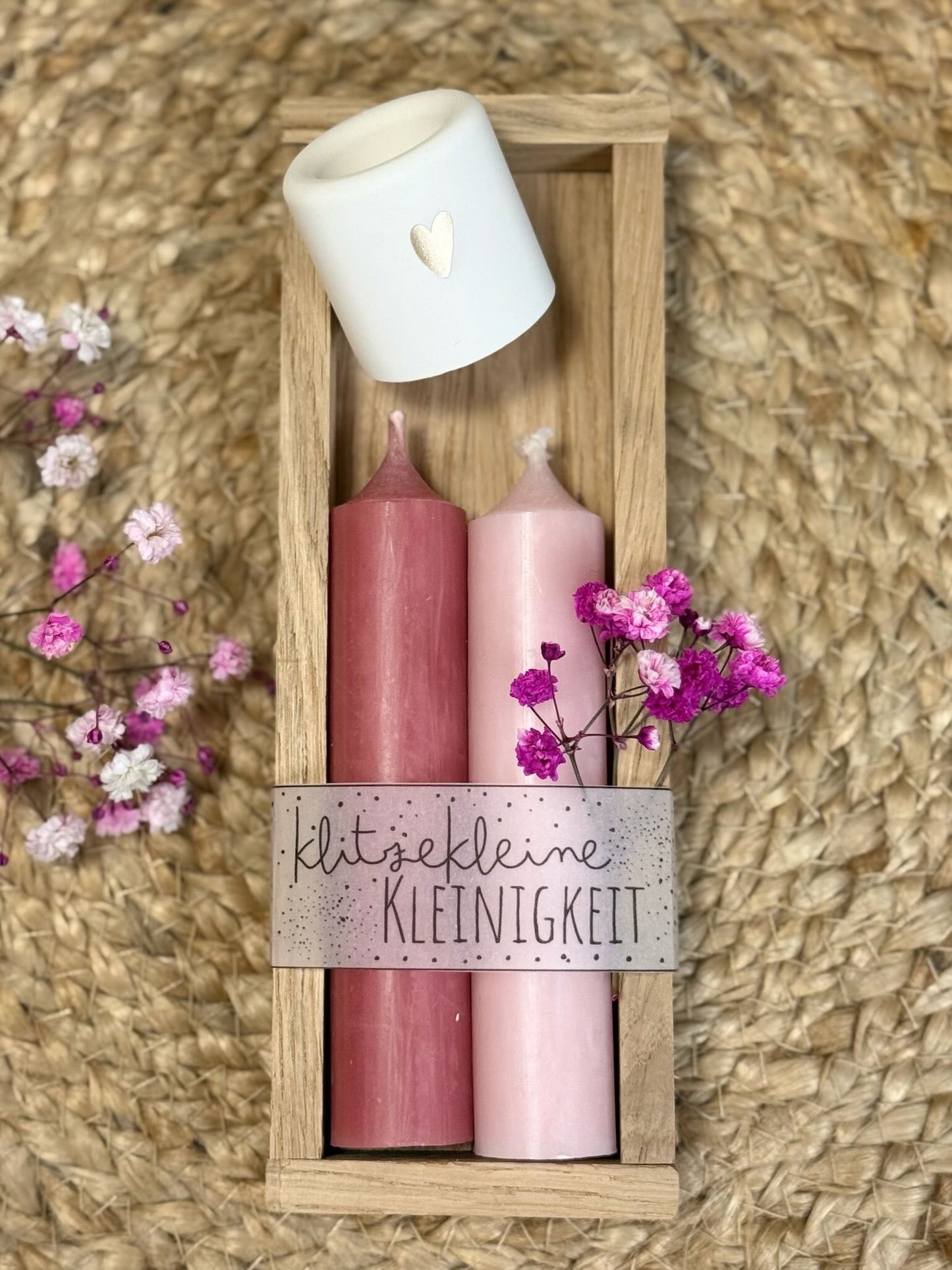 Kerzenset im Holzrahmen – Ein liebevolles Geschenk für jeden Anlass 🕯🌸