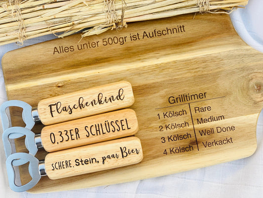 Holz Flaschenöffner personalisiert mit Gravur - Bierflaschenöffner als perfekte Geschenkidee für Papa, Mann, Freund & Opa